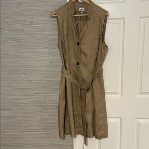 Chico’s Poetic Safari Sleeveless Tan Button-Down Dress, size 3 (14-16)